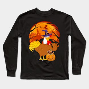 Chicken pumpkin witch Long Sleeve T-Shirt